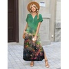 Zeagoo Summer Dresses for Women 2026 Maxi Dresses Vacation Sundress Short Sleeve Casual Sundresses Split Dress with Pockets(Floral-cx322)