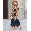 Zeagoo Summer Dresses for Women 2026 Maxi Dresses Vacation Sundress Short Sleeve Casual Sundresses Split Dress with Pockets(Floral-dw179)
