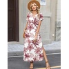 Zeagoo Summer Dresses for Women 2026 Maxi Dresses Vacation Sundress Short Sleeve Casual Sundresses Split Dress with Pockets(Floral-hf70-new)