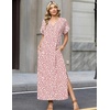 Zeagoo Summer Dresses for Women 2026 Maxi Dresses Vacation Sundress Short Sleeve Casual Sundresses Split Dress with Pockets(Floral-jh589-new)