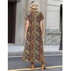 Zeagoo Summer Dresses for Women 2026 Maxi Dresses Vacation Sundress Short Sleeve Casual Sundresses Split Dress with Pockets(Floral-mz721)