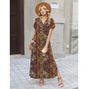 Zeagoo Summer Dresses for Women 2026 Maxi Dresses Vacation Sundress Short Sleeve Casual Sundresses Split Dress with Pockets(Floral-mz721)