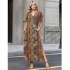 Zeagoo Summer Dresses for Women 2026 Maxi Dresses Vacation Sundress Short Sleeve Casual Sundresses Split Dress with Pockets(Floral-mz721)