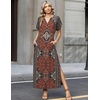 Zeagoo Summer Dresses for Women 2026 Maxi Dresses Vacation Sundress Short Sleeve Casual Sundresses Split Dress with Pockets(Floral-mz870-new)