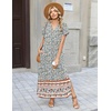 Zeagoo Summer Dresses for Women 2026 Maxi Dresses Vacation Sundress Short Sleeve Casual Sundresses Split Dress with Pockets(Floral-mz914)