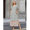 Zeagoo Summer Dresses for Women 2026 Maxi Dresses Vacation Sundress Short Sleeve Casual Sundresses Split Dress with Pockets(Floral-mz914)