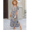 Zeagoo Summer Dresses for Women 2026 Maxi Dresses Vacation Sundress Short Sleeve Casual Sundresses Split Dress with Pockets(Floral-mz919-new)