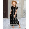 Zeagoo Summer Dresses for Women 2026 Maxi Dresses Vacation Sundress Short Sleeve Casual Sundresses Split Dress with Pockets(Floral-mz921)