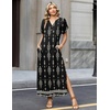 Zeagoo Summer Dresses for Women 2026 Maxi Dresses Vacation Sundress Short Sleeve Casual Sundresses Split Dress with Pockets(Floral-mz921)