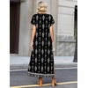 Zeagoo Summer Dresses for Women 2026 Maxi Dresses Vacation Sundress Short Sleeve Casual Sundresses Split Dress with Pockets(Floral-mz921)