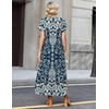 Zeagoo Summer Dresses for Women 2026 Maxi Dresses Vacation Sundress Short Sleeve Casual Sundresses Split Dress with Pockets(Floral-mz924)