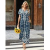 Zeagoo Summer Dresses for Women 2026 Maxi Dresses Vacation Sundress Short Sleeve Casual Sundresses Split Dress with Pockets(Floral-mz924)