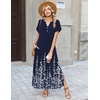 Zeagoo Summer Dresses for Women 2026 Maxi Dresses Vacation Sundress Short Sleeve Casual Sundresses Split Dress with Pockets(Floral-sf119)