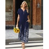 Zeagoo Summer Dresses for Women 2026 Maxi Dresses Vacation Sundress Short Sleeve Casual Sundresses Split Dress with Pockets(Floral-sf119)