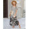 Zeagoo Summer Dresses for Women 2026 Maxi Dresses Vacation Sundress Short Sleeve Casual Sundresses Split Dress with Pockets(Floral-sf312)