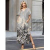 Zeagoo Summer Dresses for Women 2026 Maxi Dresses Vacation Sundress Short Sleeve Casual Sundresses Split Dress with Pockets(Floral-sf312)