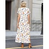 Zeagoo Summer Dresses for Women 2026 Maxi Dresses Vacation Sundress Short Sleeve Casual Sundresses Split Dress with Pockets(Floral-wf109)