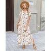 Zeagoo Summer Dresses for Women 2026 Maxi Dresses Vacation Sundress Short Sleeve Casual Sundresses Split Dress with Pockets(Floral-wf109)