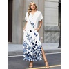 Zeagoo Summer Dresses for Women 2026 Maxi Dresses Vacation Sundress Short Sleeve Casual Sundresses Split Dress with Pockets(Floral-wf118)