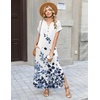 Zeagoo Summer Dresses for Women 2026 Maxi Dresses Vacation Sundress Short Sleeve Casual Sundresses Split Dress with Pockets(Floral-wf118)