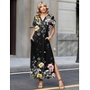 Zeagoo Summer Dresses for Women 2026 Maxi Dresses Vacation Sundress Short Sleeve Casual Sundresses Split Dress with Pockets(Floral-wf120)