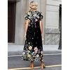 Zeagoo Summer Dresses for Women 2026 Maxi Dresses Vacation Sundress Short Sleeve Casual Sundresses Split Dress with Pockets(Floral-wf120)