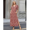 Zeagoo Summer Dresses for Women 2026 Maxi Dresses Vacation Sundress Short Sleeve Casual Sundresses Split Dress with Pockets(Floral-xh518)