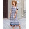 Zeagoo Summer Dresses for Women 2026 Maxi Dresses Vacation Sundress Short Sleeve Casual Sundresses Split Dress with Pockets(Floral-xh547-new)