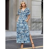 Zeagoo Summer Dresses for Women 2026 Maxi Dresses Vacation Sundress Short Sleeve Casual Sundresses Split Dress with Pockets(Floral-yg8)
