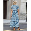 Zeagoo Summer Dresses for Women 2026 Maxi Dresses Vacation Sundress Short Sleeve Casual Sundresses Split Dress with Pockets(Floral-yg8)