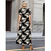 Zeagoo Summer Dresses for Women 2026 Maxi Dresses Vacation Sundress Short Sleeve Casual Sundresses Split Dress with Pockets(Floral-zw29)