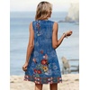Zeagoo Summer Dresses for Women 2026 Sleeveless Dress V Neck Tank Dress Pleated Floral Tshirt Sundresses with Pockets(A-blue Floral Print)