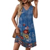 Zeagoo Summer Dresses for Women 2026 Sleeveless Dress V Neck Tank Dress Pleated Floral Tshirt Sundresses with Pockets(A-blue Floral Print)