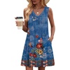Zeagoo Summer Dresses for Women 2026 Sleeveless Dress V Neck Tank Dress Pleated Floral Tshirt Sundresses with Pockets(A-blue Floral Print)