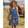 Zeagoo Summer Dresses for Women 2026 Sleeveless Dress V Neck Tank Dress Pleated Floral Tshirt Sundresses with Pockets(A-blue Floral Print)
