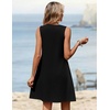 Zeagoo Summer Dresses for Women 2026 Sleeveless Dress V Neck Tank Dress Pleated Floral Tshirt Sundresses with Pockets(Black)