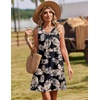 Zeagoo Summer Dresses for Women 2026 Sleeveless Dress V Neck Tank Dress Pleated Floral Tshirt Sundresses with Pockets(Black- Khaki Leaf)