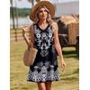 Zeagoo Summer Dresses for Women 2026 Sleeveless Dress V Neck Tank Dress Pleated Floral Tshirt Sundresses with Pockets(Black White Floral)