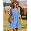 Zeagoo Summer Dresses for Women 2026 Sleeveless Dress V Neck Tank Dress Pleated Floral Tshirt Sundresses with Pockets(Blue Floral)