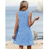 Zeagoo Summer Dresses for Women 2026 Sleeveless Dress V Neck Tank Dress Pleated Floral Tshirt Sundresses with Pockets(Blue Floral)