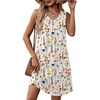 Zeagoo Summer Dresses for Women 2026 Sleeveless Dress V Neck Tank Dress Pleated Floral Tshirt Sundresses with Pockets(Floral-3)