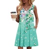 Zeagoo Summer Dresses for Women 2026 Sleeveless Dress V Neck Tank Dress Pleated Floral Tshirt Sundresses with Pockets(Floral-6)