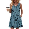 Zeagoo Summer Dresses for Women 2026 Sleeveless Dress V Neck Tank Dress Pleated Floral Tshirt Sundresses with Pockets(Floral-leaf)