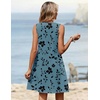 Zeagoo Summer Dresses for Women 2026 Sleeveless Dress V Neck Tank Dress Pleated Floral Tshirt Sundresses with Pockets(Floral-leaf)