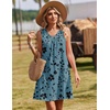 Zeagoo Summer Dresses for Women 2026 Sleeveless Dress V Neck Tank Dress Pleated Floral Tshirt Sundresses with Pockets(Floral-leaf)