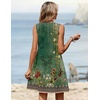 Zeagoo Summer Dresses for Women 2026 Sleeveless Dress V Neck Tank Dress Pleated Floral Tshirt Sundresses with Pockets(Green Floral)
