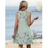 Zeagoo Summer Dresses for Women 2026 Sleeveless Dress V Neck Tank Dress Pleated Floral Tshirt Sundresses with Pockets(Green Floral-printed)