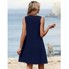 Zeagoo Summer Dresses for Women 2026 Sleeveless Dress V Neck Tank Dress Pleated Floral Tshirt Sundresses with Pockets(Navy Blue)
