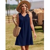 Zeagoo Summer Dresses for Women 2026 Sleeveless Dress V Neck Tank Dress Pleated Floral Tshirt Sundresses with Pockets(Navy Blue)