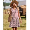 Zeagoo Summer Dresses for Women 2026 Sleeveless Dress V Neck Tank Dress Pleated Floral Tshirt Sundresses with Pockets(Pink Print)